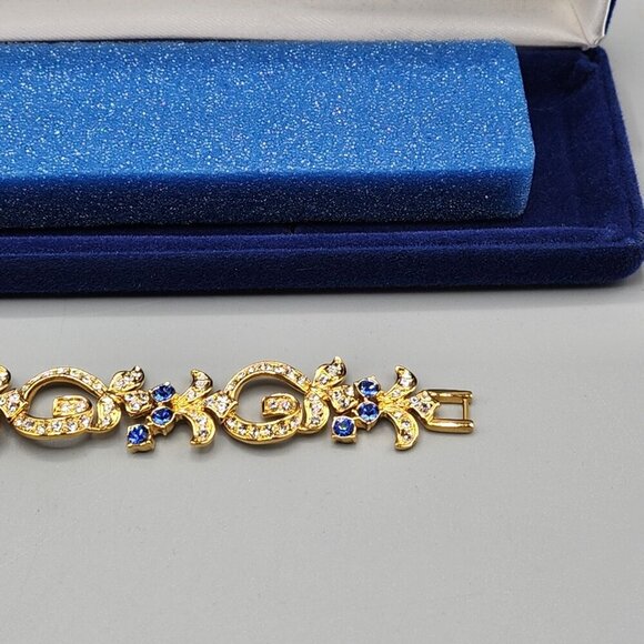 Camrose & Kross JBK Blue Faux Sapphire Clear Bracelet Jacqueline Kennedy Jackie - Picture 2 of 12